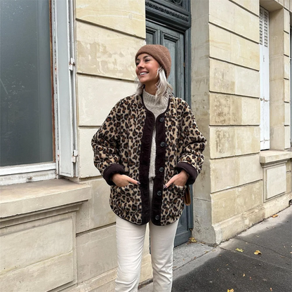 Yadira® | O-neck leopard print jacket