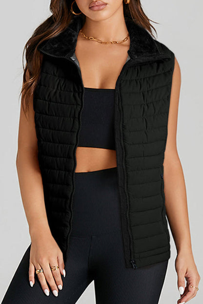 Alyssa® | Quilted vest with zip and plush collar