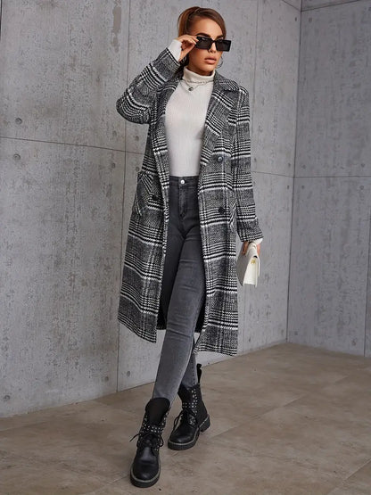 Quinlan® | Trendy, sophisticated checked coat with a double-breasted closure