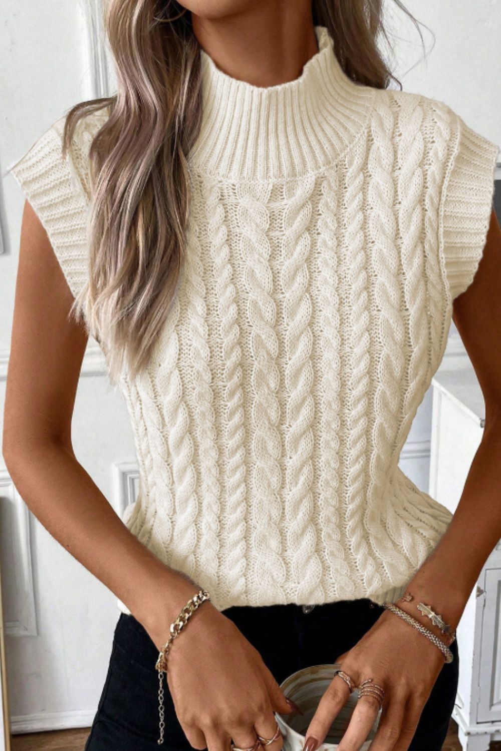 Thea® | Cable knit turtleneck sweater