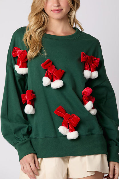 Victoria® | Casual long-sleeved sweatshirt with Christmas bow and decoration