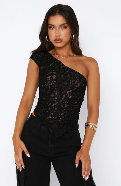 Yolanda® | One-shoulder lace top