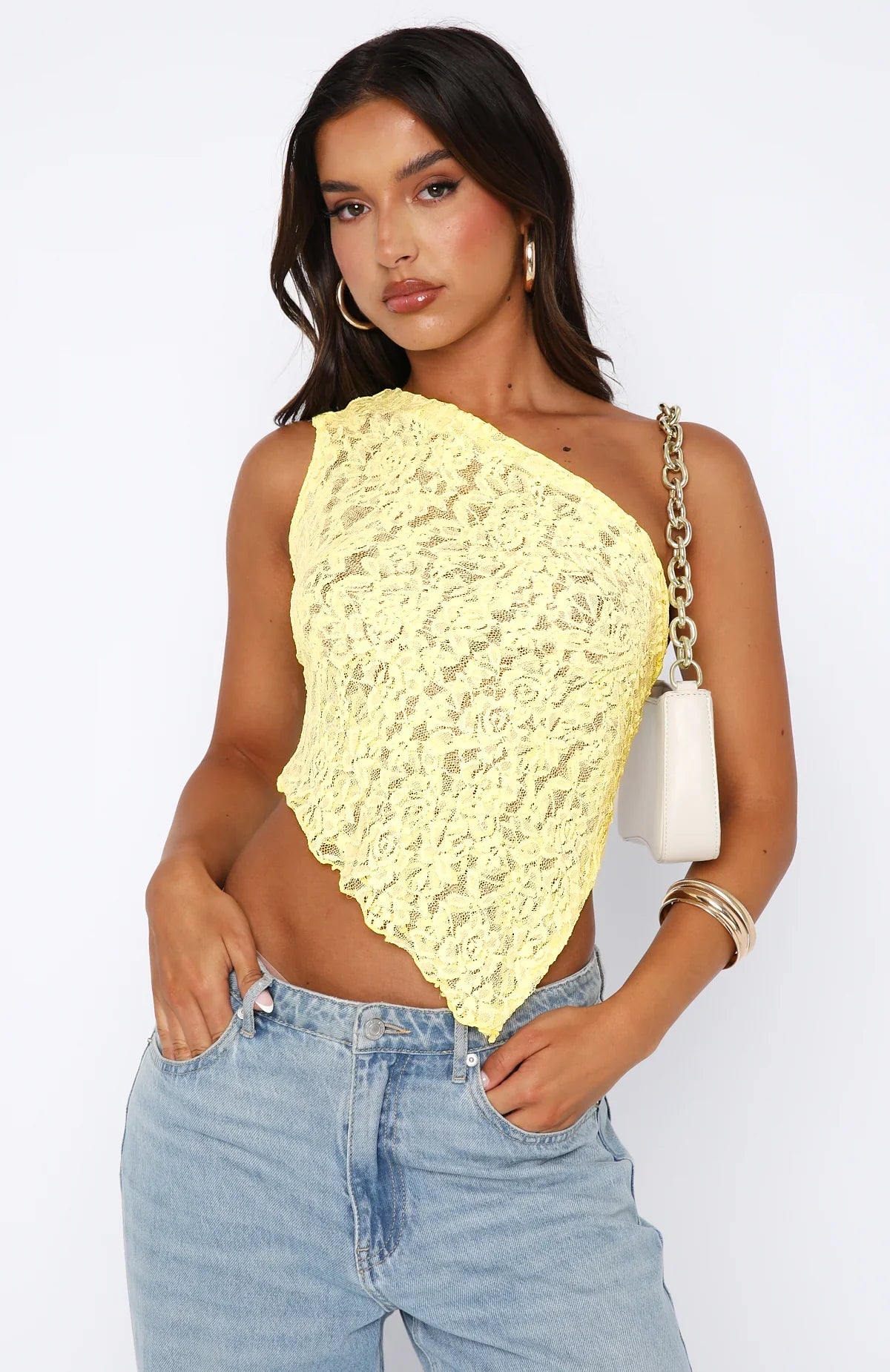 Yolanda® | One-shoulder lace top