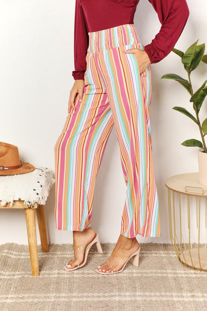 Nuria® | Striped smocked waist trousers with pockets from Double Take