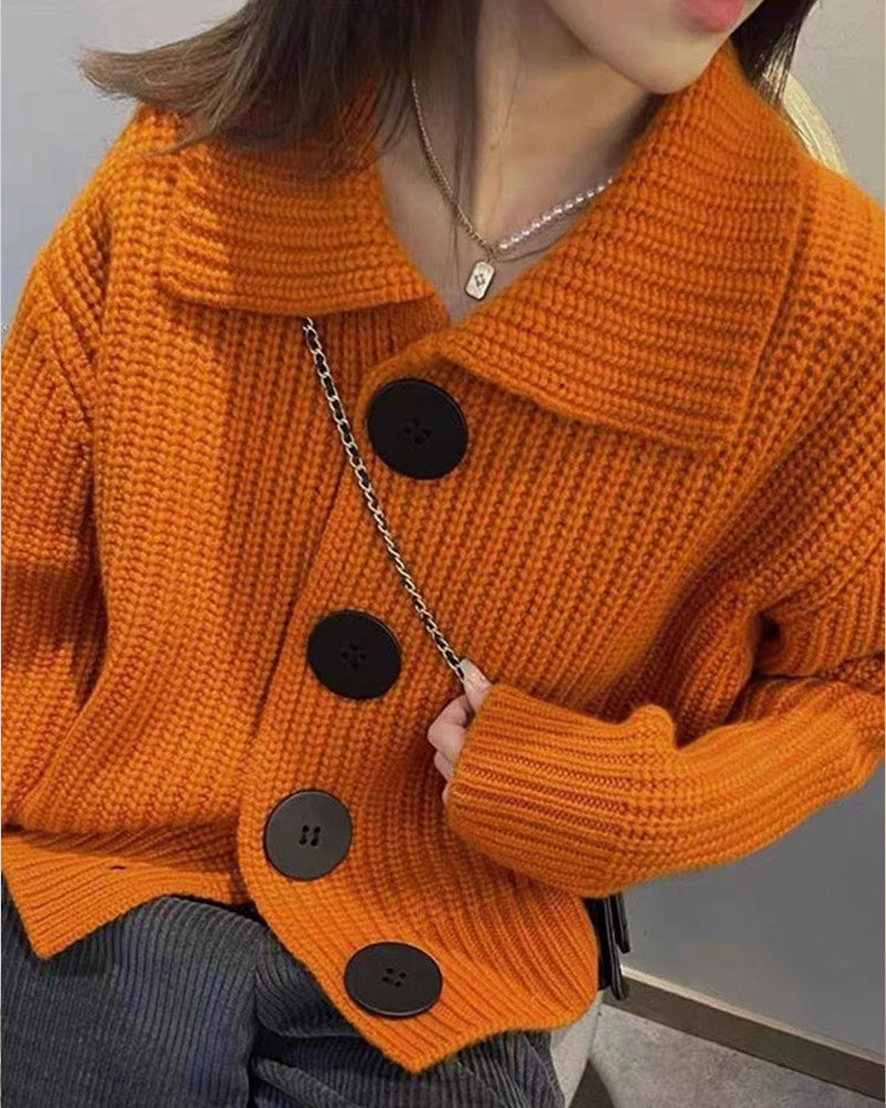 Yara® | Knitted orange cardigan with buttons