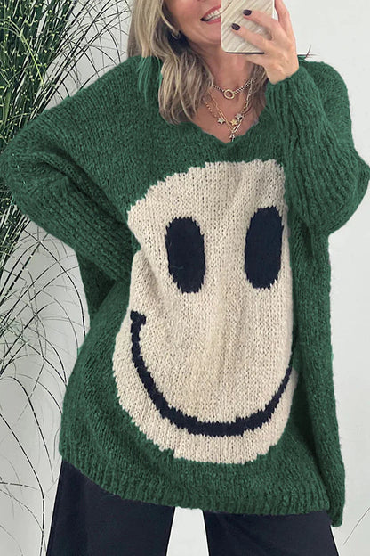 Vicky® | Confidence is everything. Long-sleeved knitted sweater with a smiley face