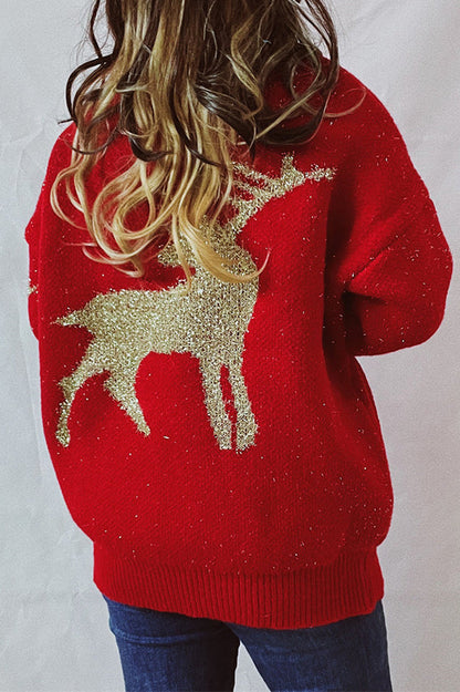 Yolaina® | Christmas pattern knitted crew neck sweater with long sleeves