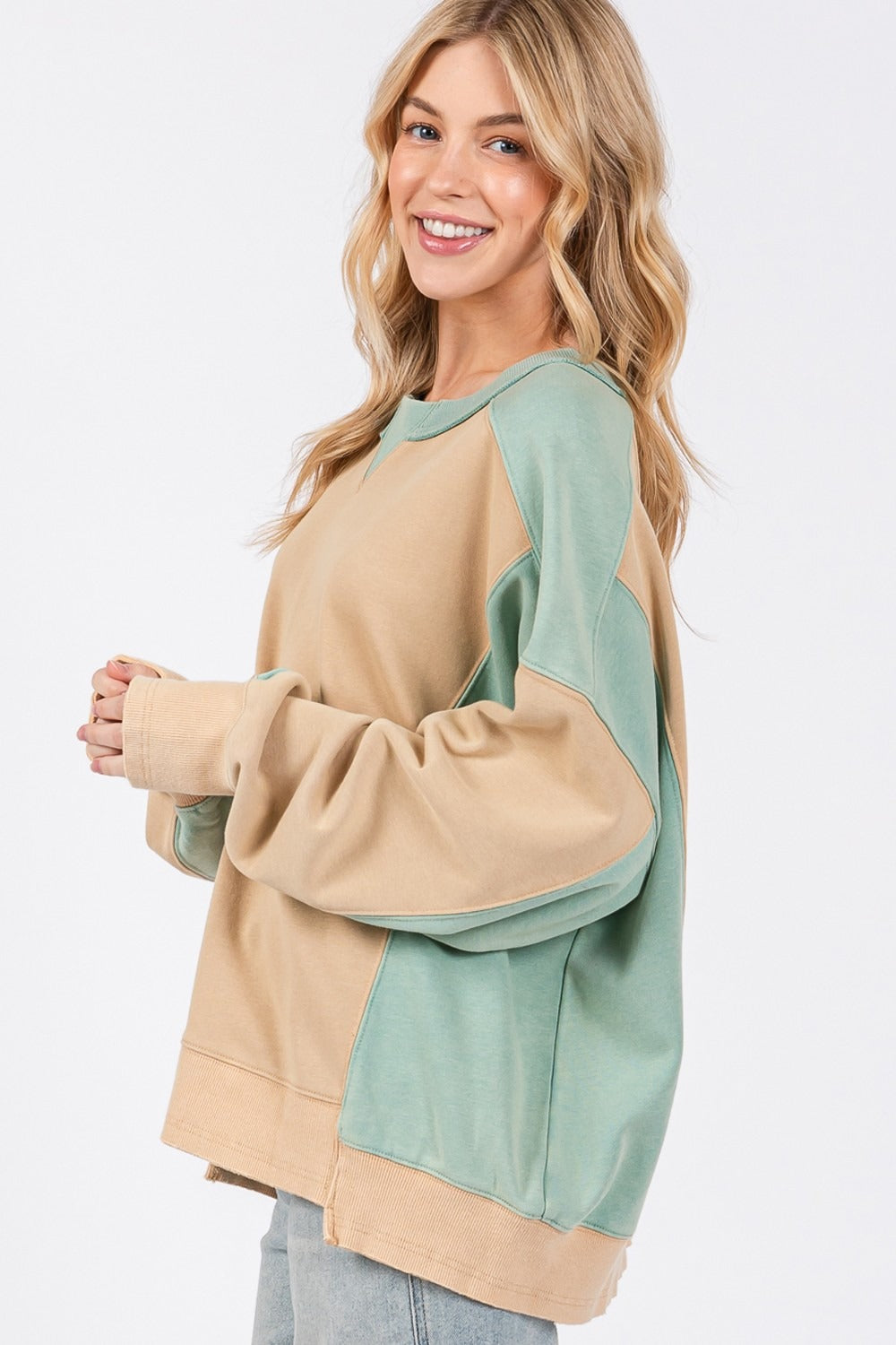 Perla® | SAGE + FIG color block crew neck sweatshirt