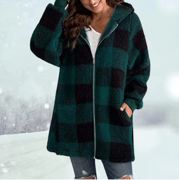 Tina® | Cozy checked jacket with hood: winter season 2024