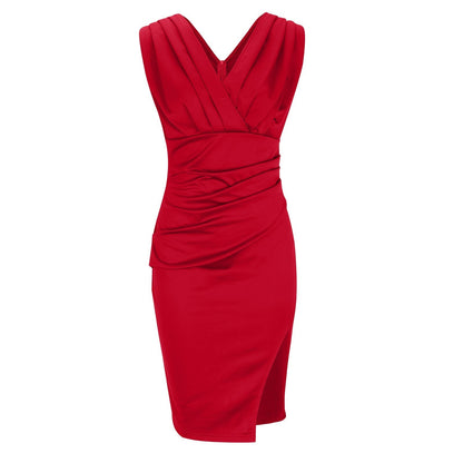 Ula® | Fitted dress with V-neck and slits Isa