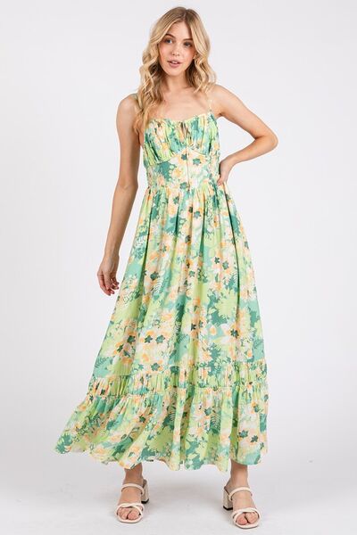 Sandra® | Floral maxi cami dress with a smocked back and ruffle hem