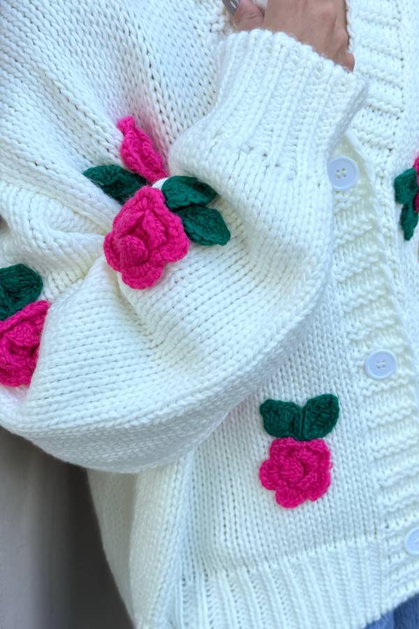 Poppy® | Rose knit sweater cardigan