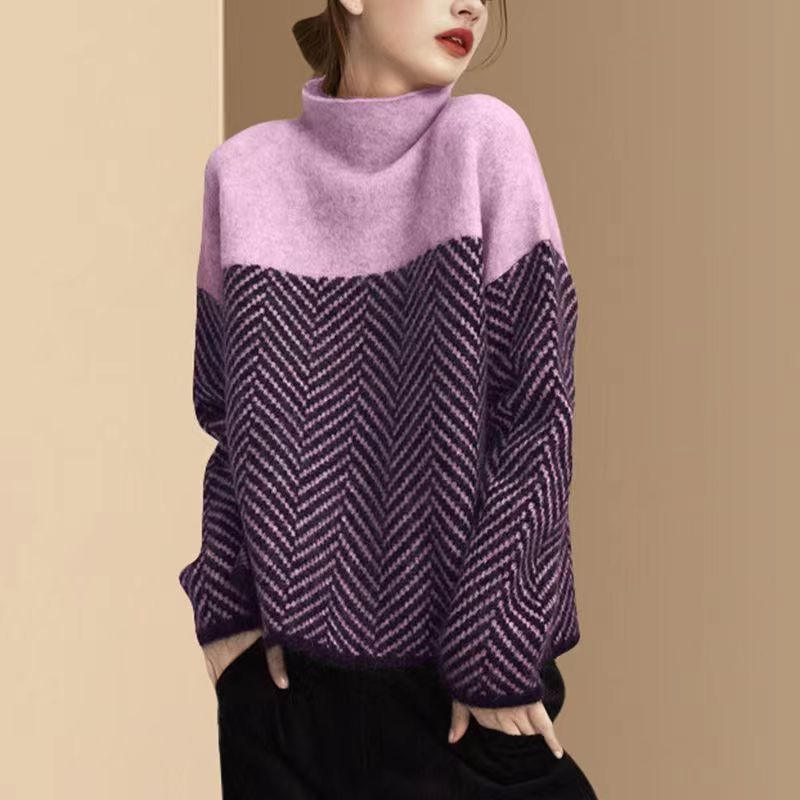 Tamara® | Two-tone cotton turtleneck sweater