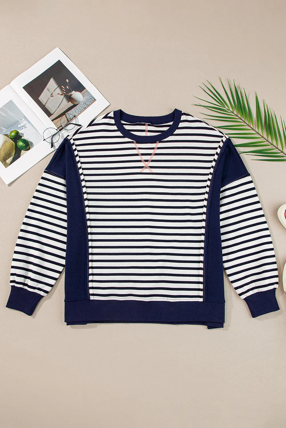 Vera® | Striped long-sleeved crew neck sweatshirt