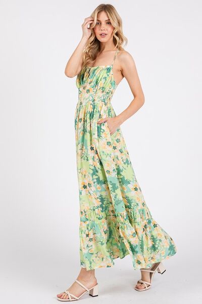 Sandra® | Floral maxi cami dress with a smocked back and ruffle hem