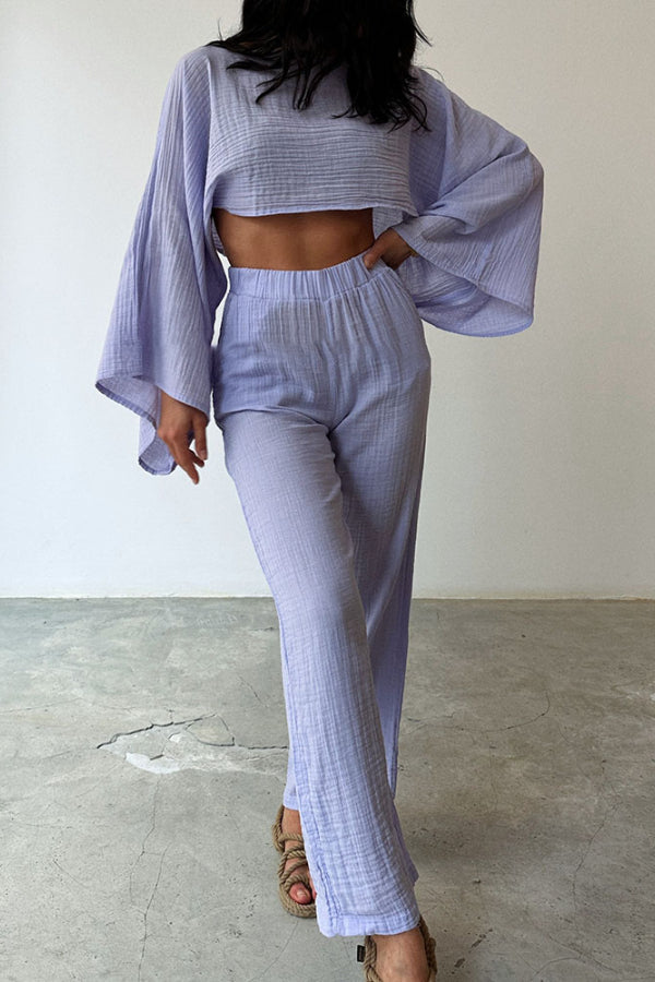 Teodora® | Fantasy purple cotton and linen two-piece set