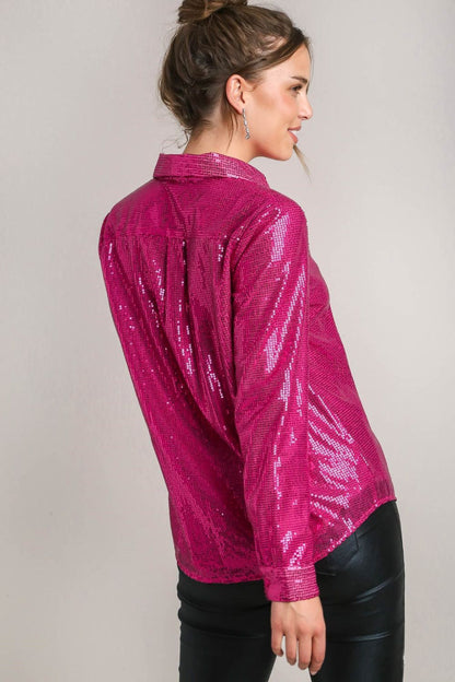 Teresa® | Long-sleeved shirt with sequins and side chest pocket