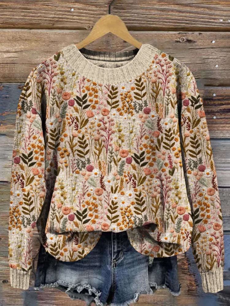 Tansy® | Soft floral hand knit sweater