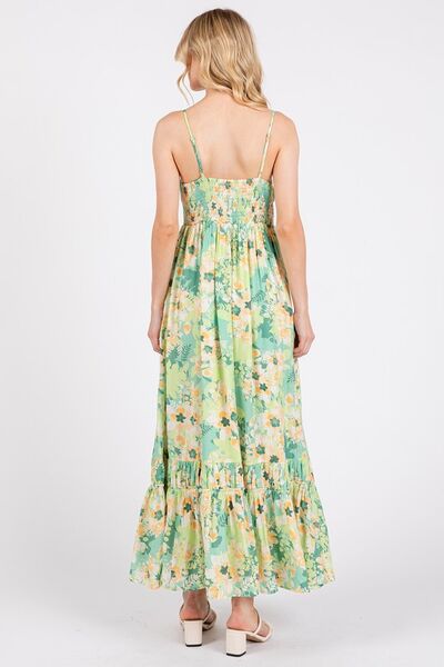 Sandra® | Floral maxi cami dress with a smocked back and ruffle hem