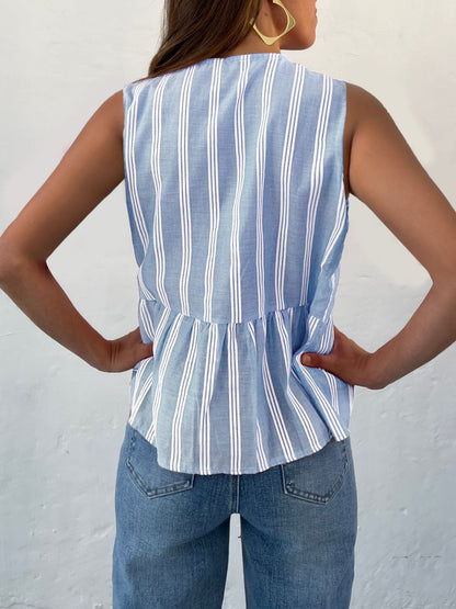 Pilar® | Tied striped crew neck tank top