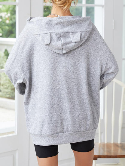 Adelheid® | Long-sleeved hoodie with low shoulders and ears