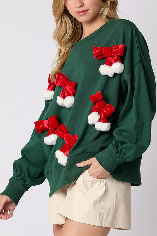 Victoria® | Casual long-sleeved sweatshirt with Christmas bow and decoration