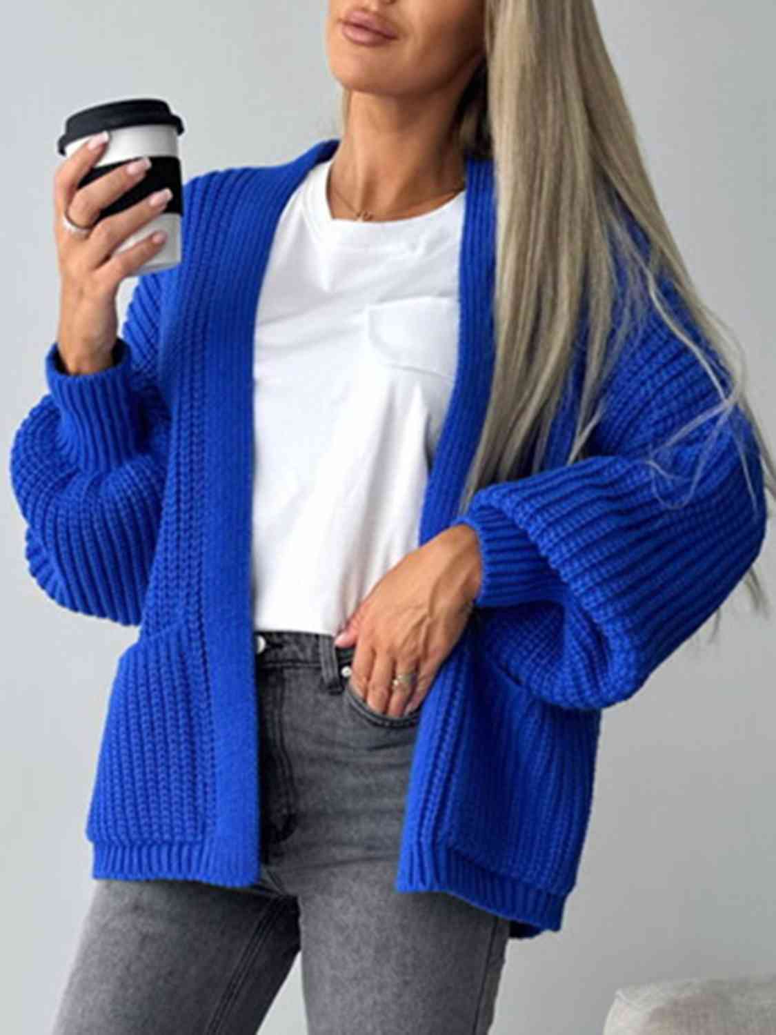 Pilar® | Solid color long sleeve casual knitted V-neck cardigan