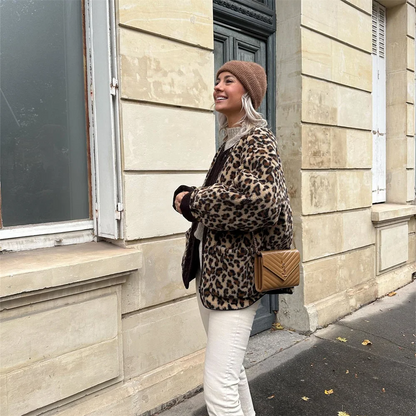 Yadira® | O-neck leopard print jacket