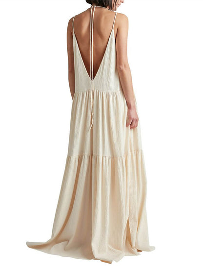 Zahara® | Long dress with straps and a deep V-neck