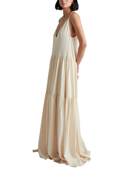 Trista® | Long dress with straps and a deep V-neck