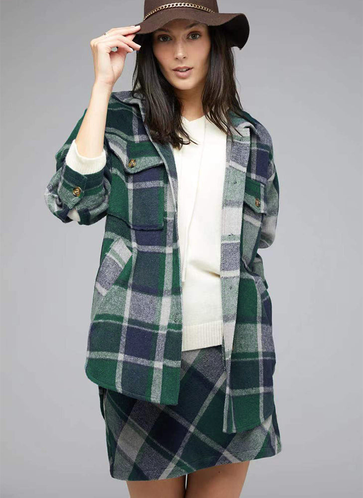 Pink® | Oversized checked charm shirt jacket for women