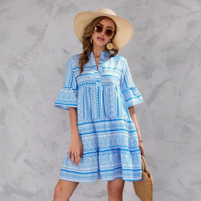 Winnie® | V-neck tunic dress with patterns