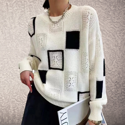 Abigail® | Elegant women's patchwork knitted sweater