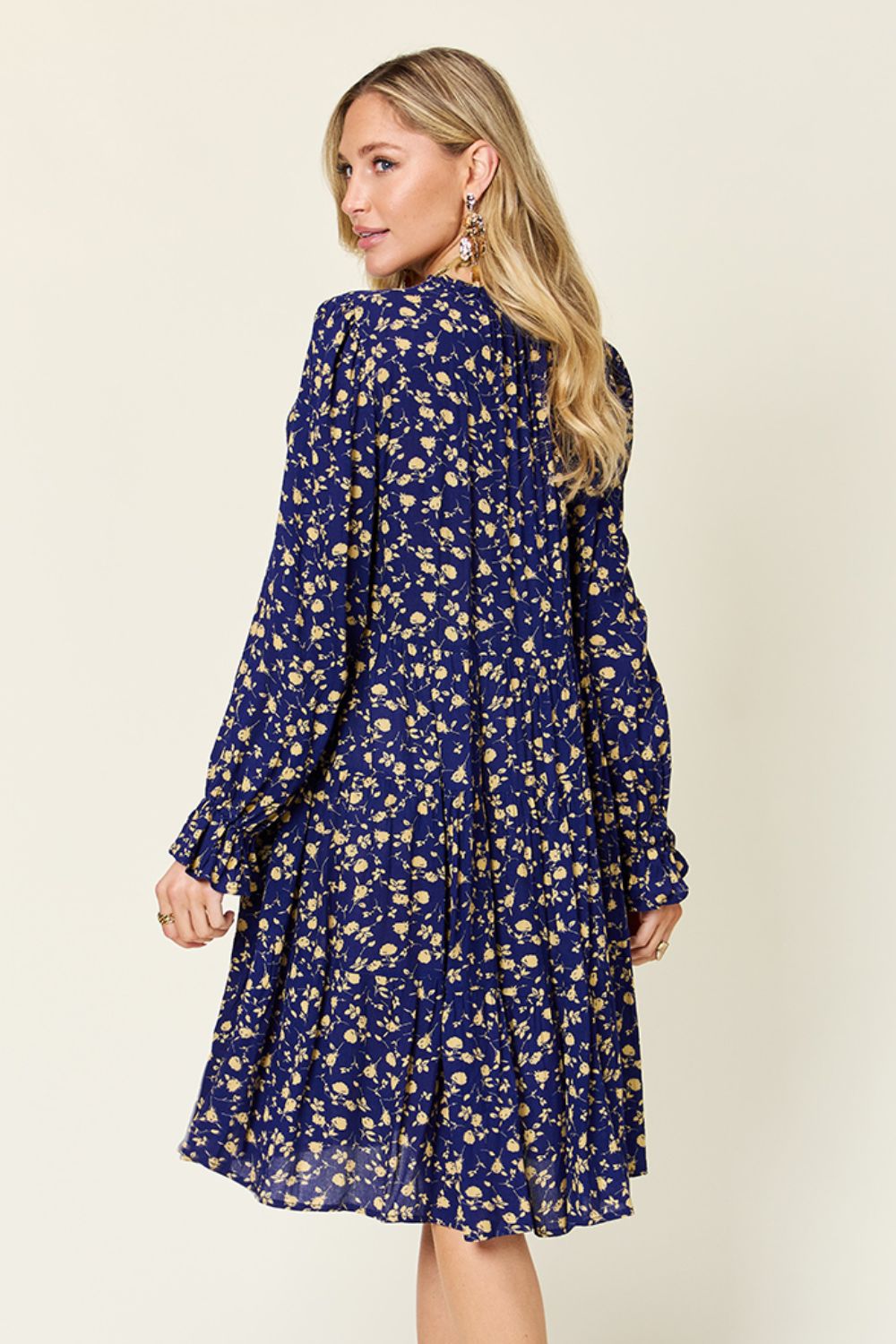 Tatiana® | Double Take long sleeve tiered ruffle hem dress with full size print