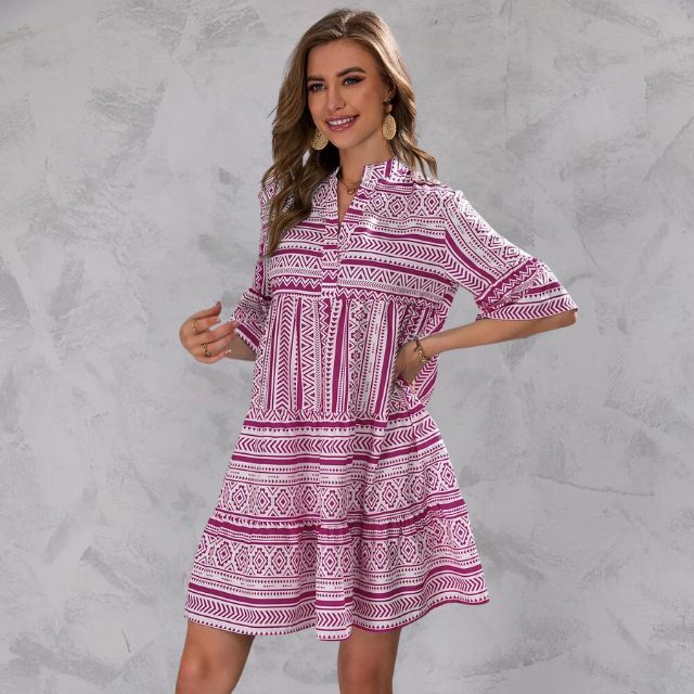 Winnie® | V-neck tunic dress with patterns