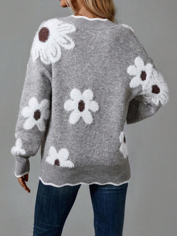 Alba® | Elegant knitted sweater with floral pattern for women