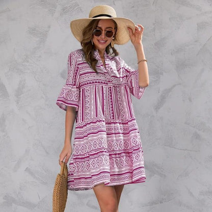 Winnie® | V-neck tunic dress with patterns