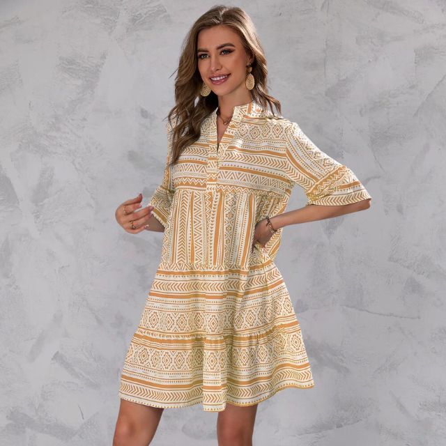 Winnie® | V-neck tunic dress with patterns