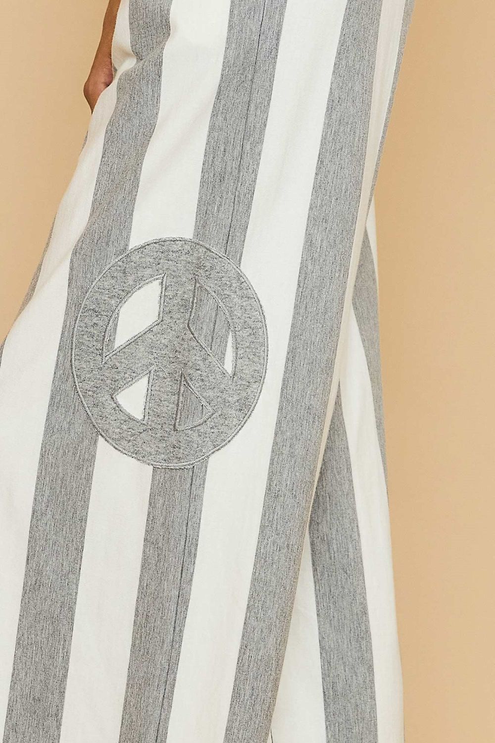 Vittoria® | Striped wide-leg pants with peace sign patch