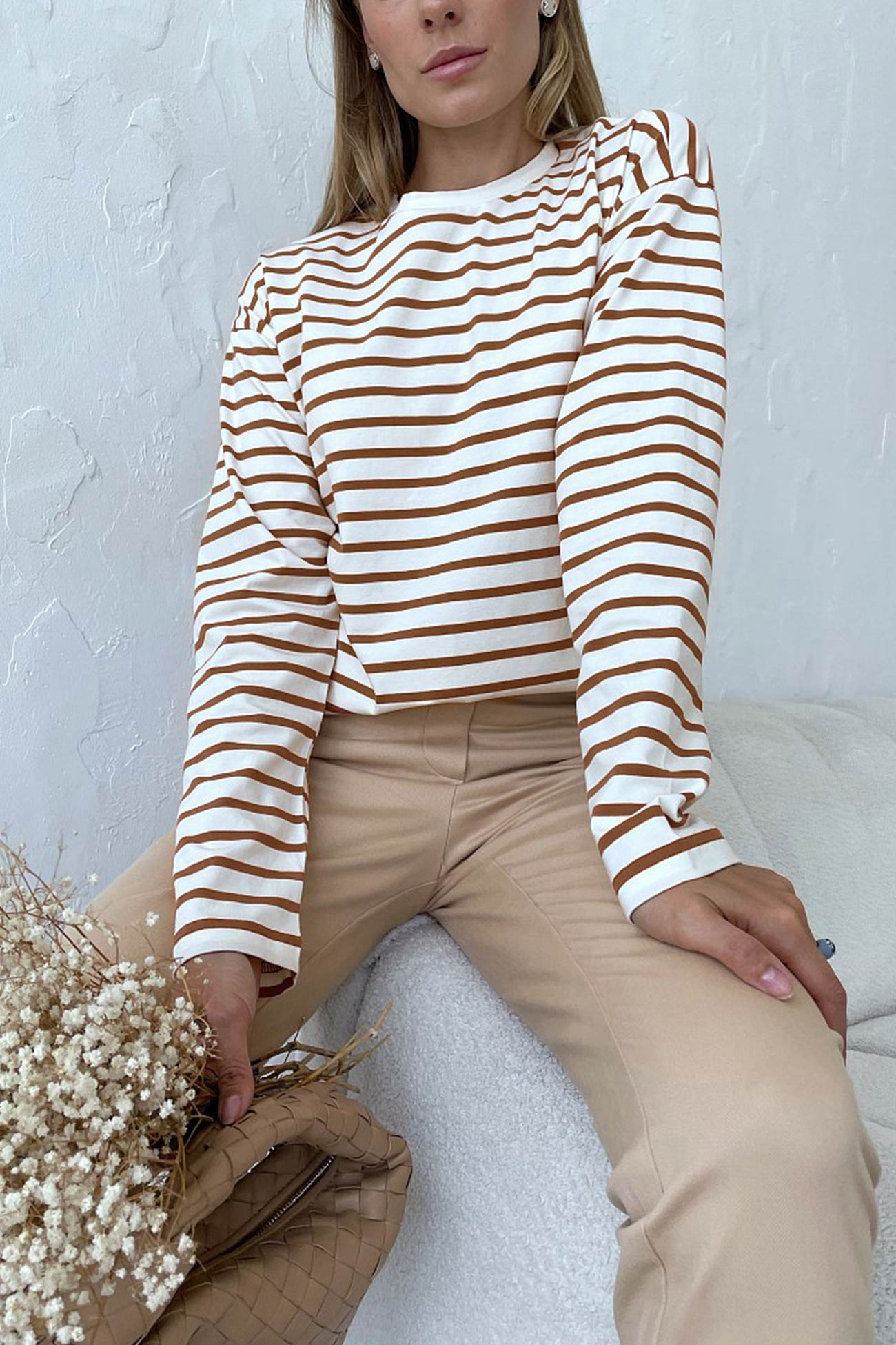 Carolin® | Striped, long-sleeved, crew-neck cotton T-shirt