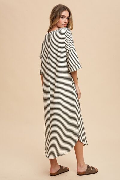 Pilar® | Striped terry midi dress with a crew neck