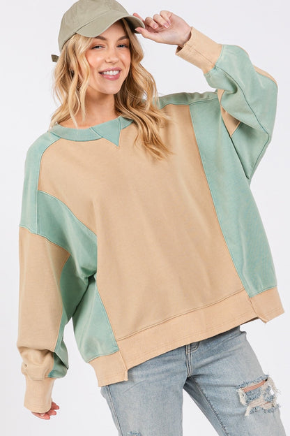 Perla® | SAGE + FIG color block crew neck sweatshirt