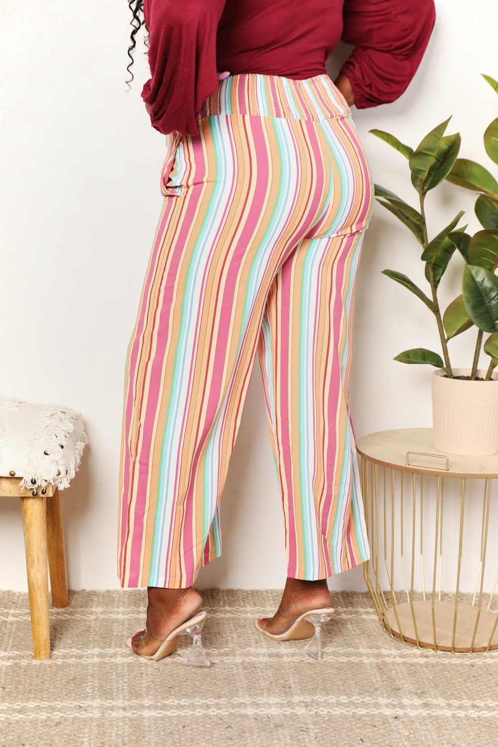 Nuria® | Striped smocked waist trousers with pockets from Double Take