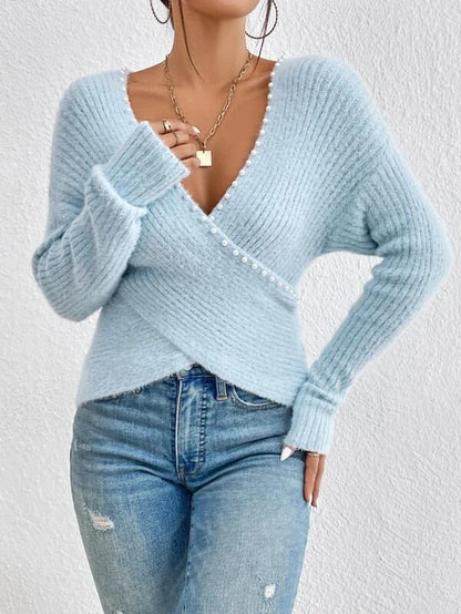 Tatiana® | Elegant and fresh plain sweater with a V-neck