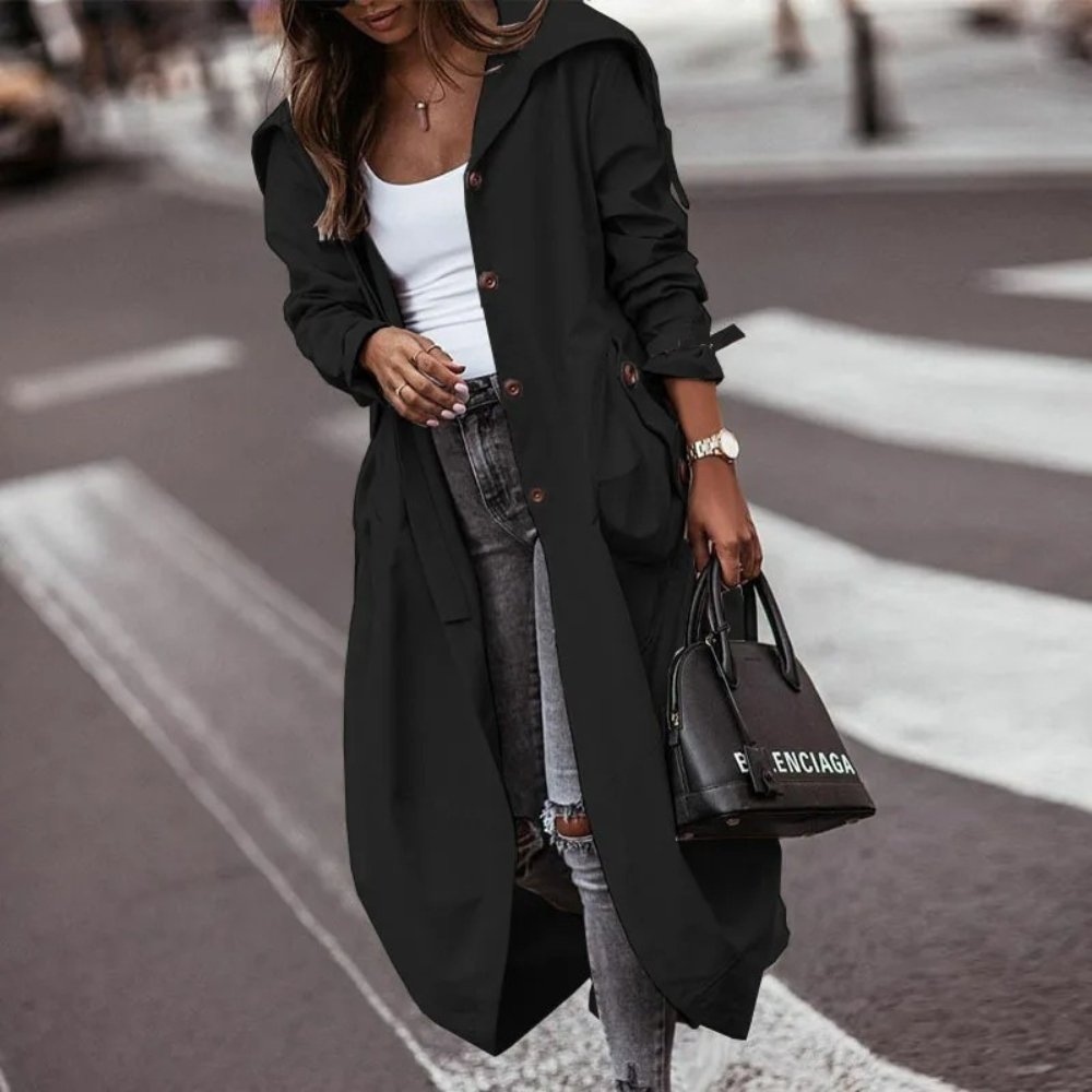 Yoselin® | Oversized long hooded coat for women