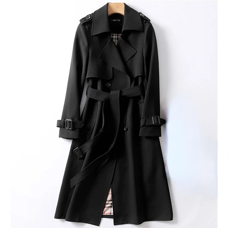 Zaida® | Classic long double-breasted women's coat with belt