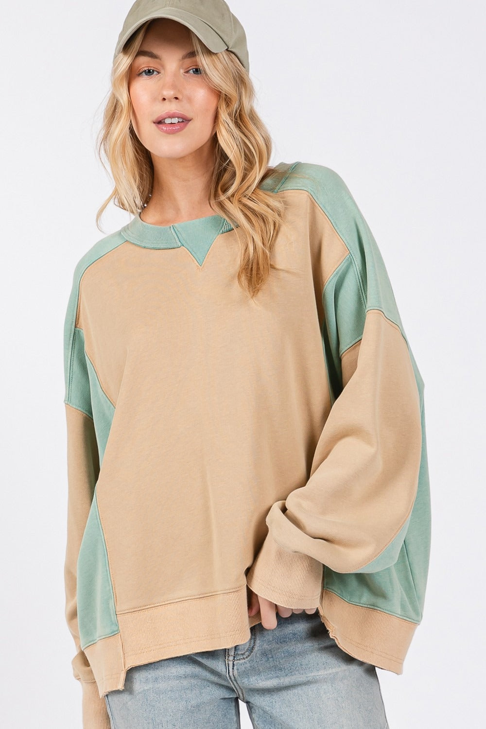 Perla® | SAGE + FIG color block crew neck sweatshirt