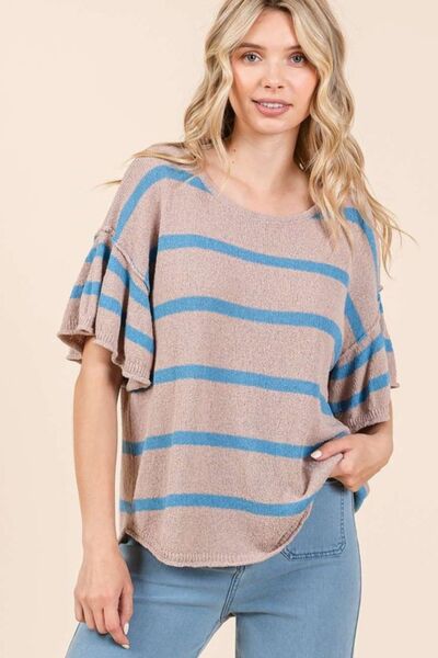 Soledad® | Striped knit top with flounced sleeves