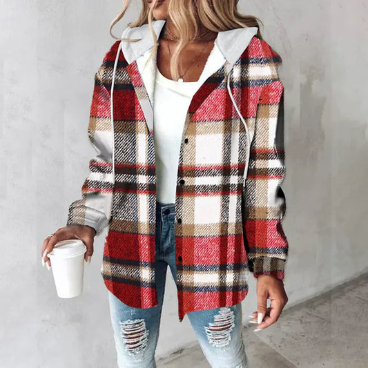 Tamara® | Checked hooded coat