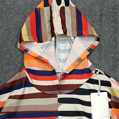 Zaira® | Colorful hoodie with black and white stripes